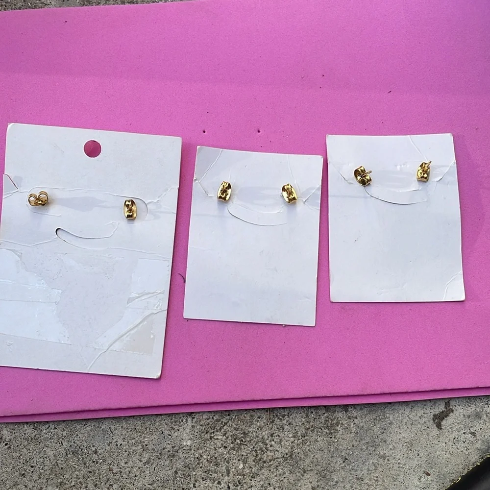 Stainless Steel Gold Set of Elephants Children Earrings NWT